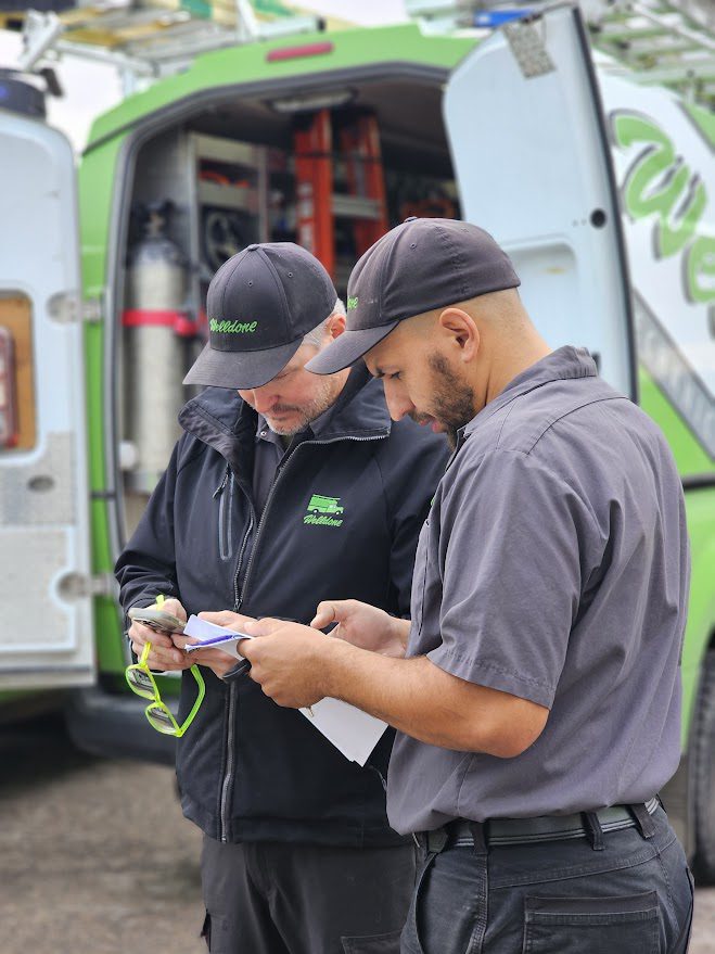 Two technicians speaking to each other